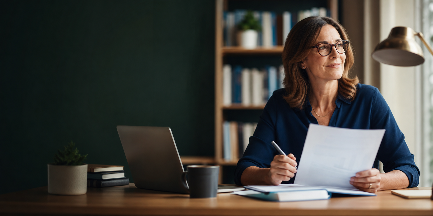 Educator reviewing retirement planning materials
